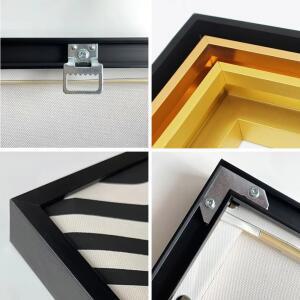 프레임 DIY 키트 골드 블랙 금속 알루미늄 외부 및 나무 내부 캔버스 페인팅 갤러리 홈 데코용