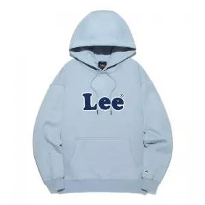 LEE 빈티지 로고 펠트자수 후드티 티셔츠 라이트블루