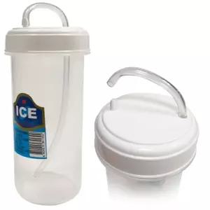 덕신 빨대컵(300ml)병원물컵 빨대물병 환자용 PP빨대