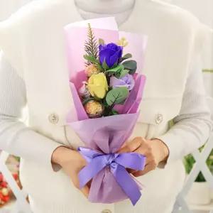 빠른배송 수앤서B3 비누꽃 여자친구 페레로로쉐 꽃다발 바이올렛 초콜릿 사탕 선물 생활