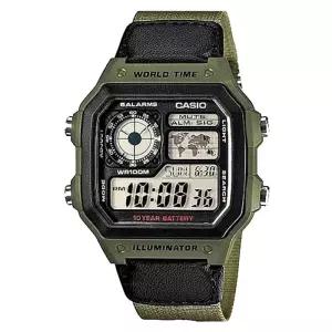 카시오 AE-1200WHB-3B 남성 패브릭밴드 밀리터리 디지털 시계