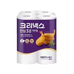 [크리넥스] 크리넥스 안심 3겹 키친타올 140매 4롤