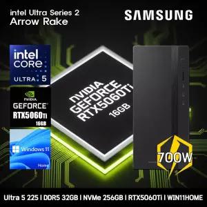 삼성데스크탑 코어 울트라5 RTX5060TiS 컴퓨터 DM500THA-U5ABB-RTX5060TiS WIN11 Ultra5-225 32GB SSD256GB