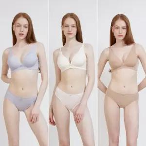원더브라 [Wonderbra] V넥 노와이어 브라팬티 6종세트 블루퍼플+오트밀+샌드베이지 WBW4N293031_T