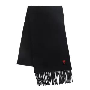 AMI PARIS 아미 25FW 하트로고 울 머플러 블랙 BFUSF405 334 001