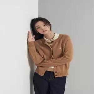 캐시미어 혼방 라운드넥 카디건 베이지 (BF595AP01A)
