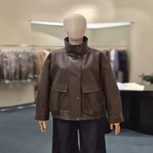 [스타필드 수원 온앤온] 페이크 레더 하이넥 봄버자켓 NJL6WM905