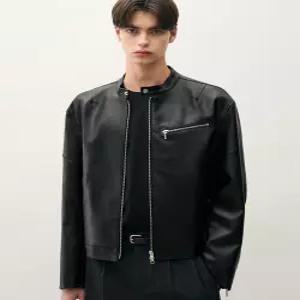 드로우핏 바이커 싱글 레더 자켓 [BLACK] 라이더 스웨이드자켓 DFJK3303BK KN57G7V