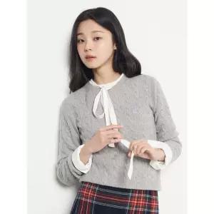 [빈폴레이디스] [Essential] 울 케이블 라운드넥 풀오버  라이트 그레이 (BF5951E012)