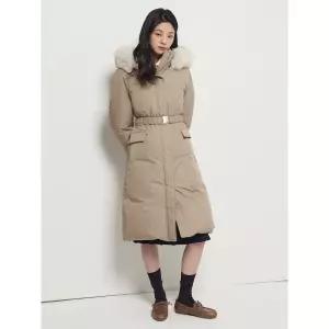 [빈폴레이디스] 퍼 후드 롱기장 다운 점퍼  베이지 (BF5Y38C05A)