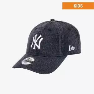 [백화점상품] 뉴에라키즈 [키즈] MLB 뉴욕 양키스 스노우 워싱 데님 언스트럭쳐 볼캡 블랙