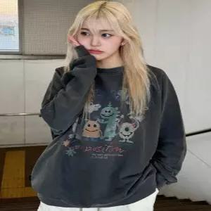 CPGN STUDIO happy day 피그먼트 스웨트셔츠 스모크블랙