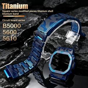 카시오 G-SHOCK DW5600 GW-M5610 GW-B5600용 티타늄 합금 카모플라주 모드 키트 메탈 케이스 베젤 시계줄
