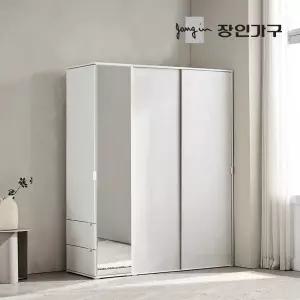 (무료배송) 코라 1600 슬라이딩 옷장 세트 1200 옷장 (선반형)+400 측면 거울장