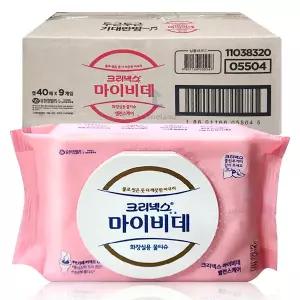 크리넥스 마이비데 물티슈 밸런스케어 캡형 40매 X9팩 / 화장실용 여성전용
