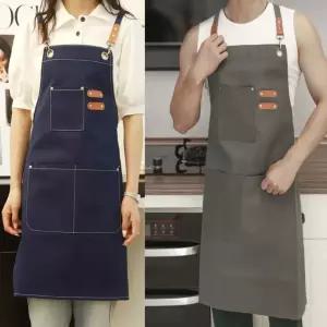 [2개 세트] 남여공용 캔버스 앞치마 공방 카페 미술 주방 김장 바리스타