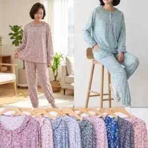 엄마옷 마미소 피치 기모 꿈나라 한벌 수면 잠옷 면 파자마 프릴 할머니 빅사이즈 40 70 마담 중년 여성