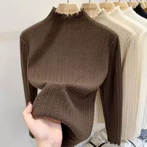 프릴 데일리 프릴니트 봄니트 반목니트 여성 하프넥 하프넥니트 5컬러