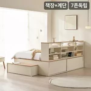 [삼익가구]NEW더빅 슬라이딩 벙커빅수납 침대+책장+계단 세트(7존 독립매트-슈퍼싱글)