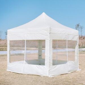 [세모천막]태웅 접이식 캐노피 핵사곤프레임 지붕+투명옆면세트 2x3