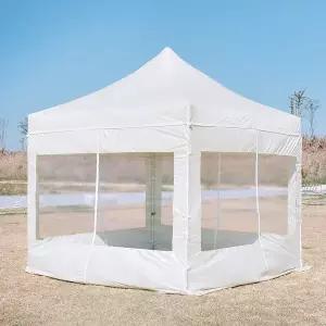 [세모천막]태웅 접이식 캐노피 베이직프레임 지붕+투명옆면세트 2x3