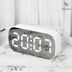 무소음 탁상 시계 LED 밝기 조절 알람 온도 습도 날짜 거울