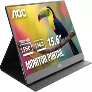 AOC 16T20 휴대용 모니터 15.6인치 FHD 1080p IPS 디스플레이 USB-C x2 미니 HDMI 내장 스피커 스마트