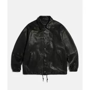 ESPIONAGE [Vegetable Leather]Washed Sheepskin Coach Jacket Black 533430