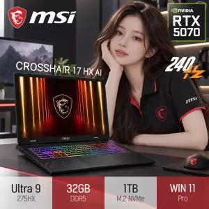 ⓒ MSI 크로스헤어 17 HX AI D2XWGKG-U9 QHD+ 슈퍼 32GB 1TB WIN11 / 17인치 편집용 고성능 게임 AI 노트북