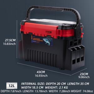 Fishingfans 6L 12L 낚시 상자 주최자 다기능 미끼 라이브 물고기 양동이 두꺼운 보관 태클