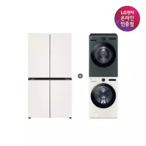 LG 디오스 오브제컬렉션 매직스페이스 냉장고 + LG 트롬 세탁기건조기 세트 (T876MEE111 + FX24ENR-GNG)