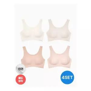 [크로커다일 이너웨어]라이크라 인견쉘론 U넥 심리스 브라 4종세트