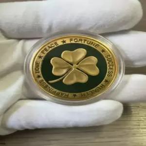 네잎클로버 코인 기념품 4CM 원형 금속 홈데코