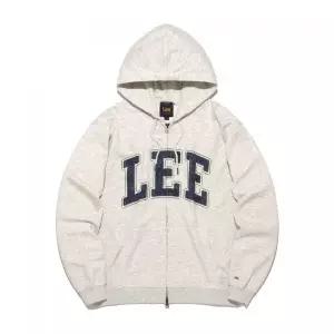 LEE 컬리지 로고 후드티 집업 오트밀