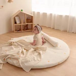 10/7(수) 10 적립순수 순면 줄누빔 신생아 아기 원형러그 (아이보리무지/