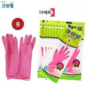 (크린랩) ES 고무장갑 (중) 10세트 천연고무라텍스