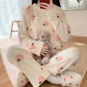 수면 잠옷 세트 복숭아