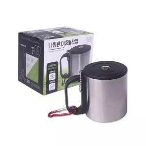 나침반 이중 등산컵 200ml 1P (7451)-O 등산컵 이중스탠컵 보온컵 이중스텐컵