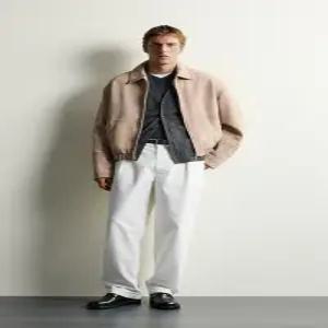 ZARA 워싱 이펙트 레더 재킷 - 화이트 로즈핑크 4416/305/626