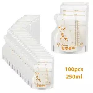 250ml 100pcs 모유 보관 가방 자체 서있는 이유식 용기 누출 없음 우유 냉동고 안전한 피드 BPA