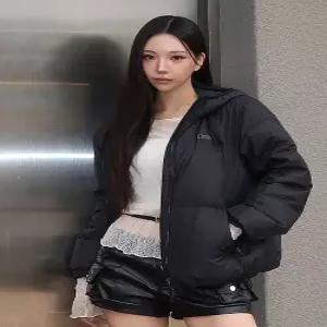 N254WDW871 여성 패딩 후디 구스다운 점퍼 BLACK