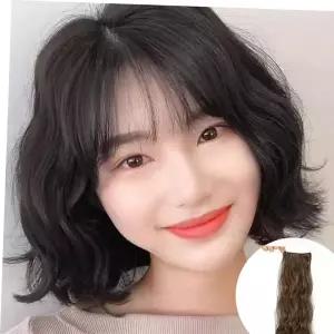 웨이브 옆머리 부분가발 헤어피스 S컬 중단발 물결