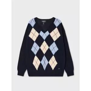 후아유 V-neck Argyle Pullover WHKAG4823F 1000858830322