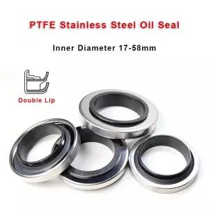 PTFE 스테인레스 스틸 오일 도장 공기 압축기용 더블 립 고온 저항 샤프트 도장 내경 17-58mm 1 개