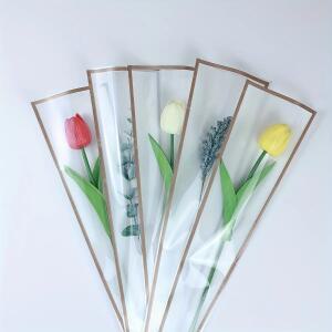 50/100pcs 단일 장미 소매 꽃 패키지 꽃다발 발렌타인 데이 투명 셀로판 포장 가방.