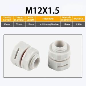 IP68 방수 통풍 플매트 카펫 러그 M12x1.5 나일론 에어 벤트 감압 밸브