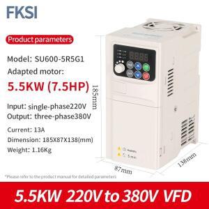 VFD SU600 5.5KW 220V 단상 입력 380V 3상 출력 가변 속도 드라이브 주파수 변환기