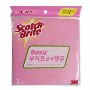 3M 스카치 브라이트 베이직 부직포 칼라행주-3매입