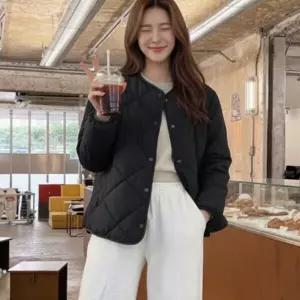 노카라 퀄팅 누빔 여성 숏 패딩 점퍼 겨울 자켓 데일리