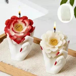 이 손 모양의 꽃다발 양초 몰드는 놀라운 창의성을 발휘하며 꽃을 결합했습니다 부드러운 실리콘으로